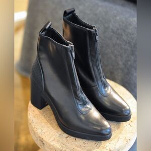 Alexander Wang x H&M Black Heeled Zip Up Biker Boots - Size 6 - N270-7